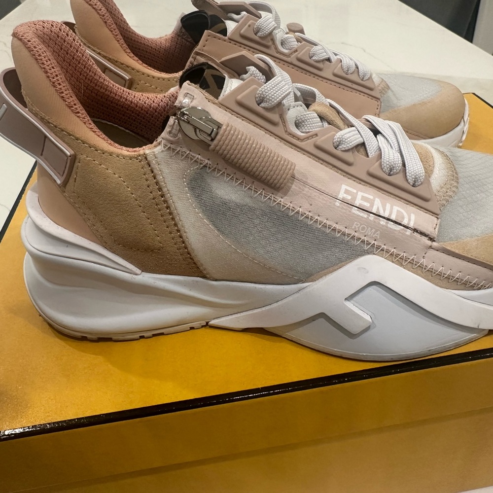 Fendi Women's Pink and White Sneakers